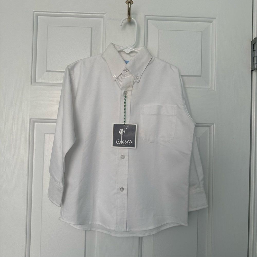 NWT Bella Bliss Boys White Oxford Button Down Collard Dress Shirt Cotton Sz 4